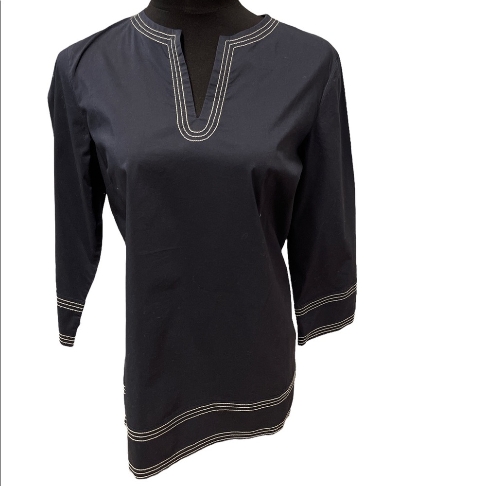 Brooks Brothers Cotton Tunic, Navy/white sz M